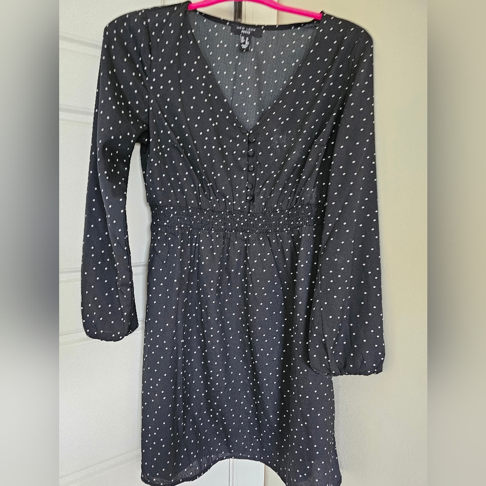New Look petite black polka dot dress